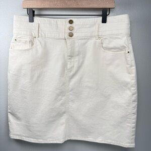 Ann Taylor Cream Cotton Blend‎ Jean Skirt Women’s Size 14